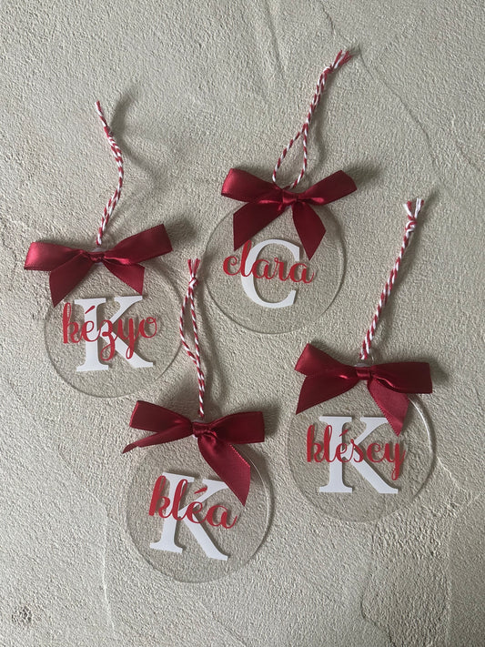 🎄 Boule de Noël personnalisée – Décoration en acrylique plate à accrocher 🎄 bien lire la description pour la personnalisation